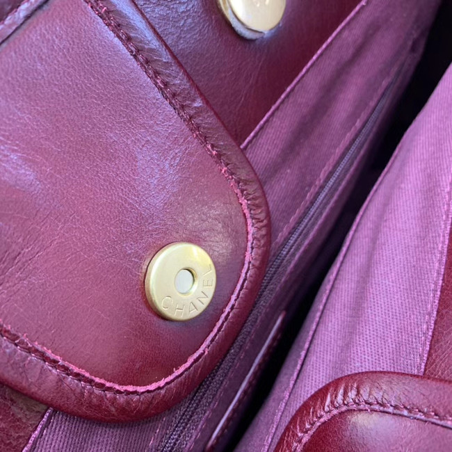 Chanel cowhide Tote Shopping Bag A66942 Burgundy