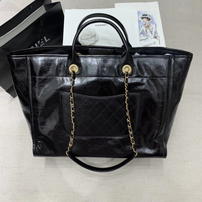 Chanel cowhide Tote Shopping Bag A66942 black