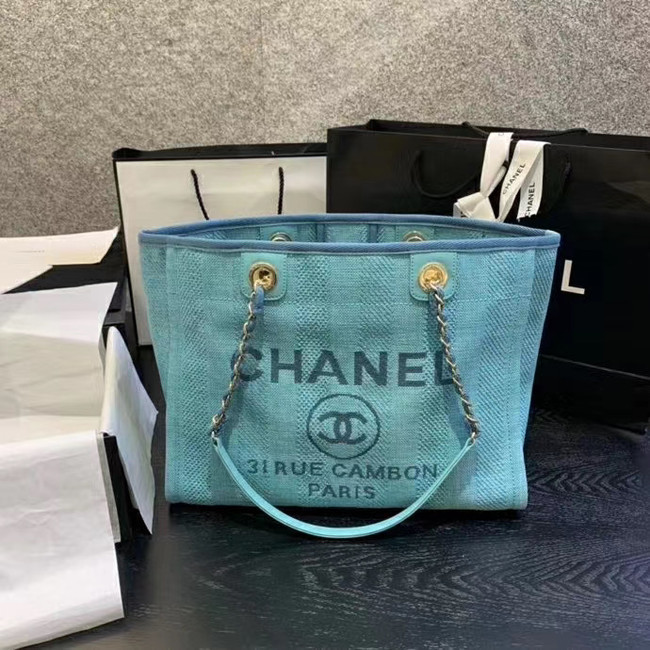 Chanel Large Shoulder Bag A67001 sky blue