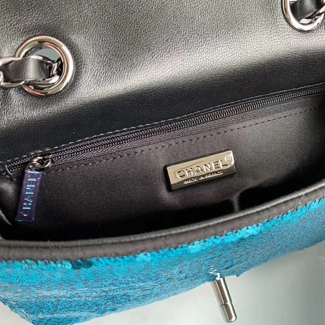 Chanel Original flap bag Sequins&sheepskin AS1448 blue