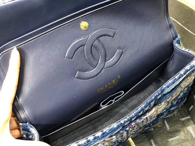 Chanel Original flap bag Twill soft A01112 blue