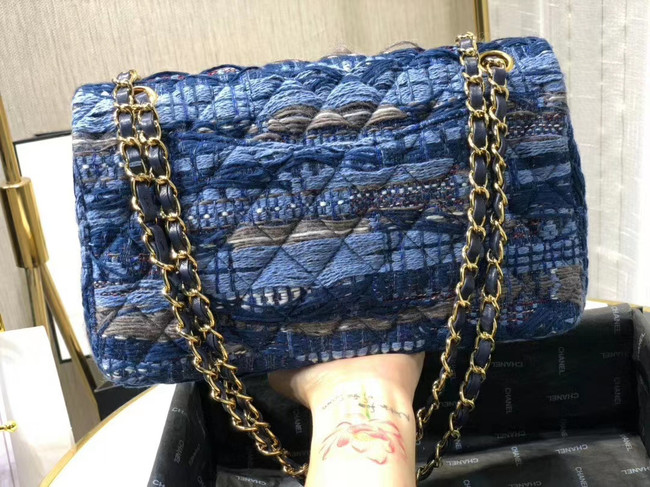 Chanel Original flap bag Twill soft A01112 blue