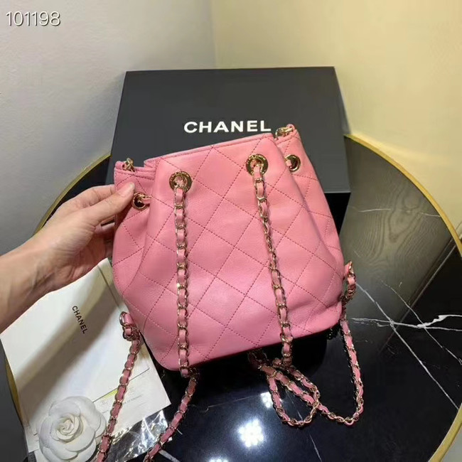 CHANEL Calfskin small Backpack & gold-Tone Metal AS1614 pink