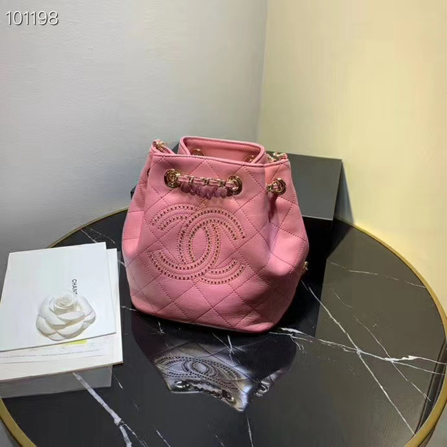 CHANEL Calfskin small Backpack & gold-Tone Metal AS1614 pink