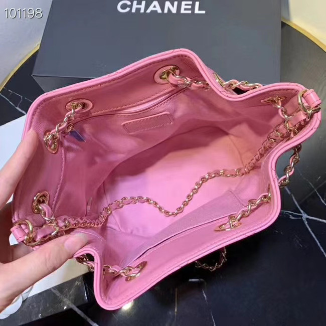 CHANEL Calfskin small Backpack & gold-Tone Metal AS1614 pink