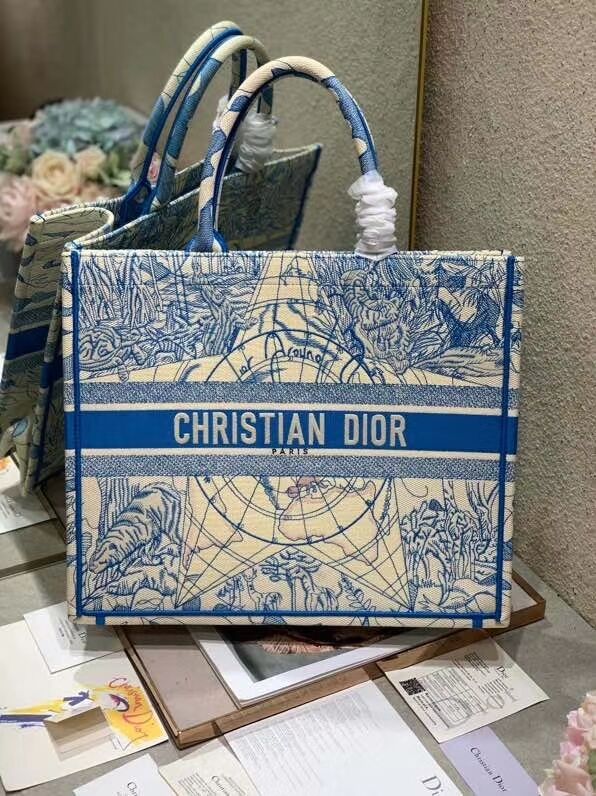 DIOR BOOK TOTE EMBROIDERED CANVAS BAG C1287-12
