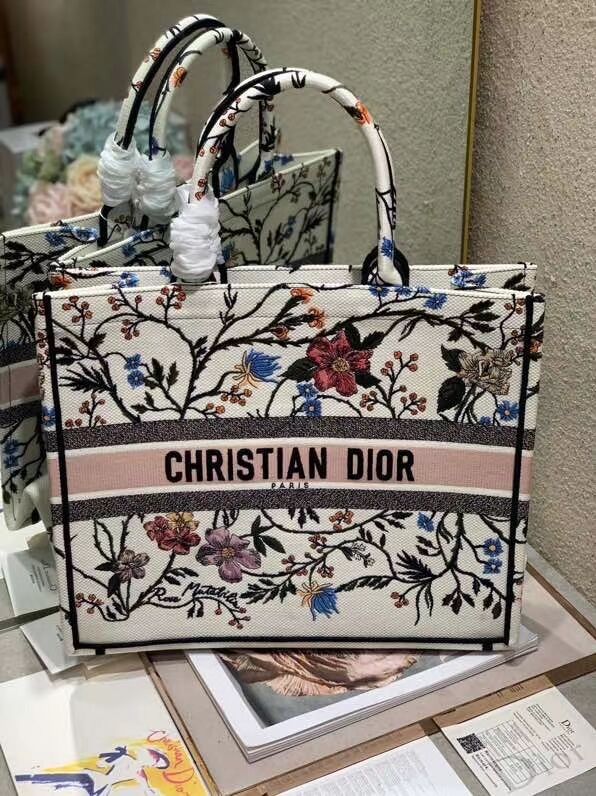 DIOR BOOK TOTE EMBROIDERED CANVAS BAG C1287-13