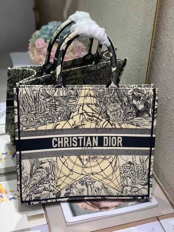 DIOR BOOK TOTE EMBROIDERED CANVAS BAG C1287-14