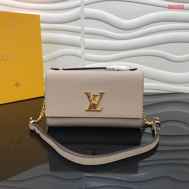 Louis Vuitton Original Grain calfskin LOCKME CLUTCH M56087 Taupe