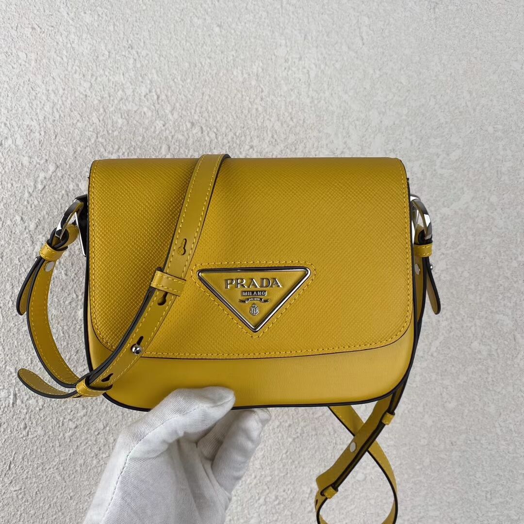 Prada Saffiano leather mini shoulder bag 2BD249 yellow