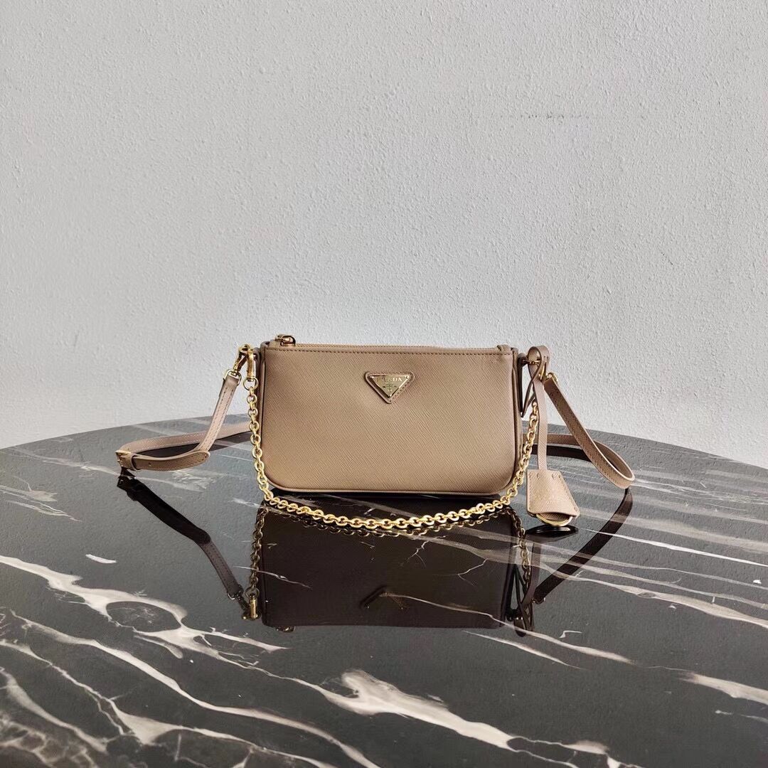 Prada Saffiano leather mini shoulder bag 2BH171 apricot