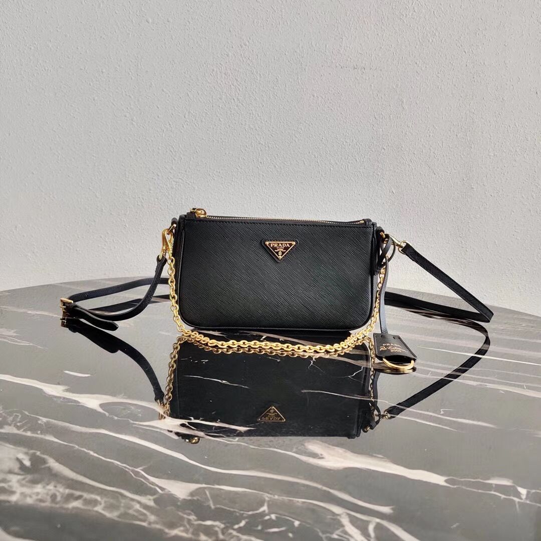 Prada Saffiano leather mini shoulder bag 2BH171 black