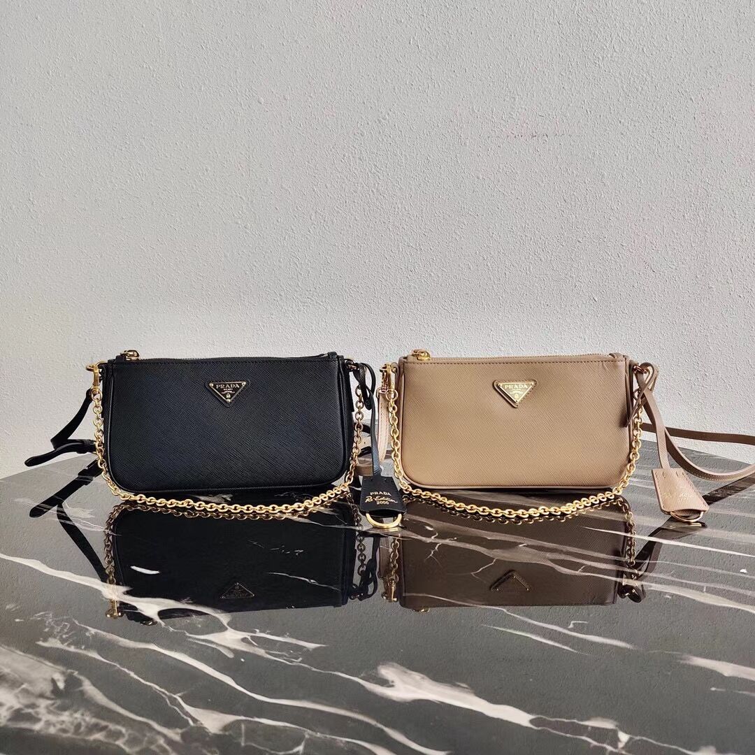 Prada Saffiano leather mini shoulder bag 2BH171 black