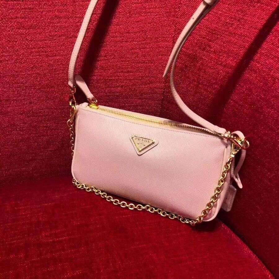 Prada Saffiano leather mini shoulder bag 2BH171 pink