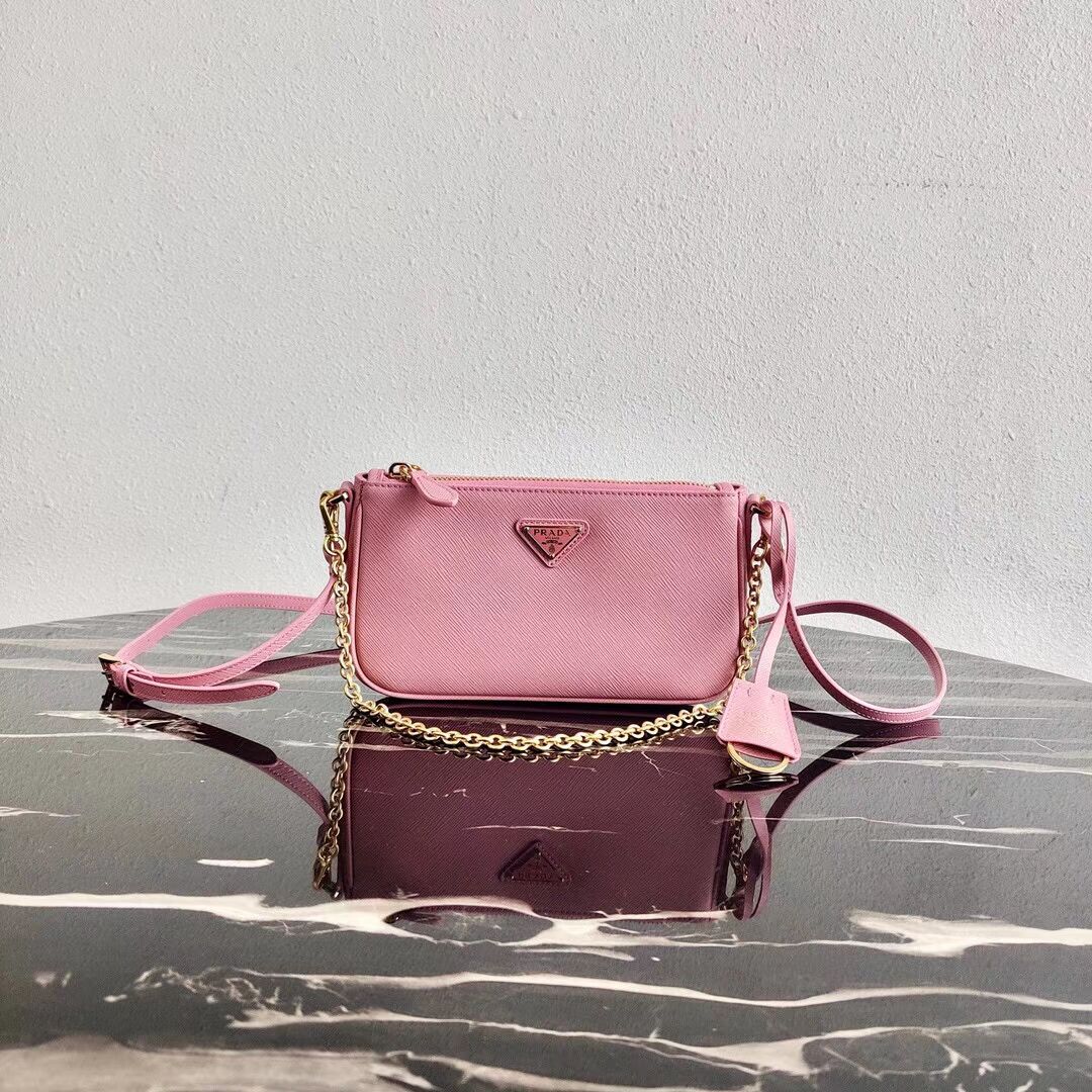 Prada Saffiano leather mini shoulder bag 2BH171 pink