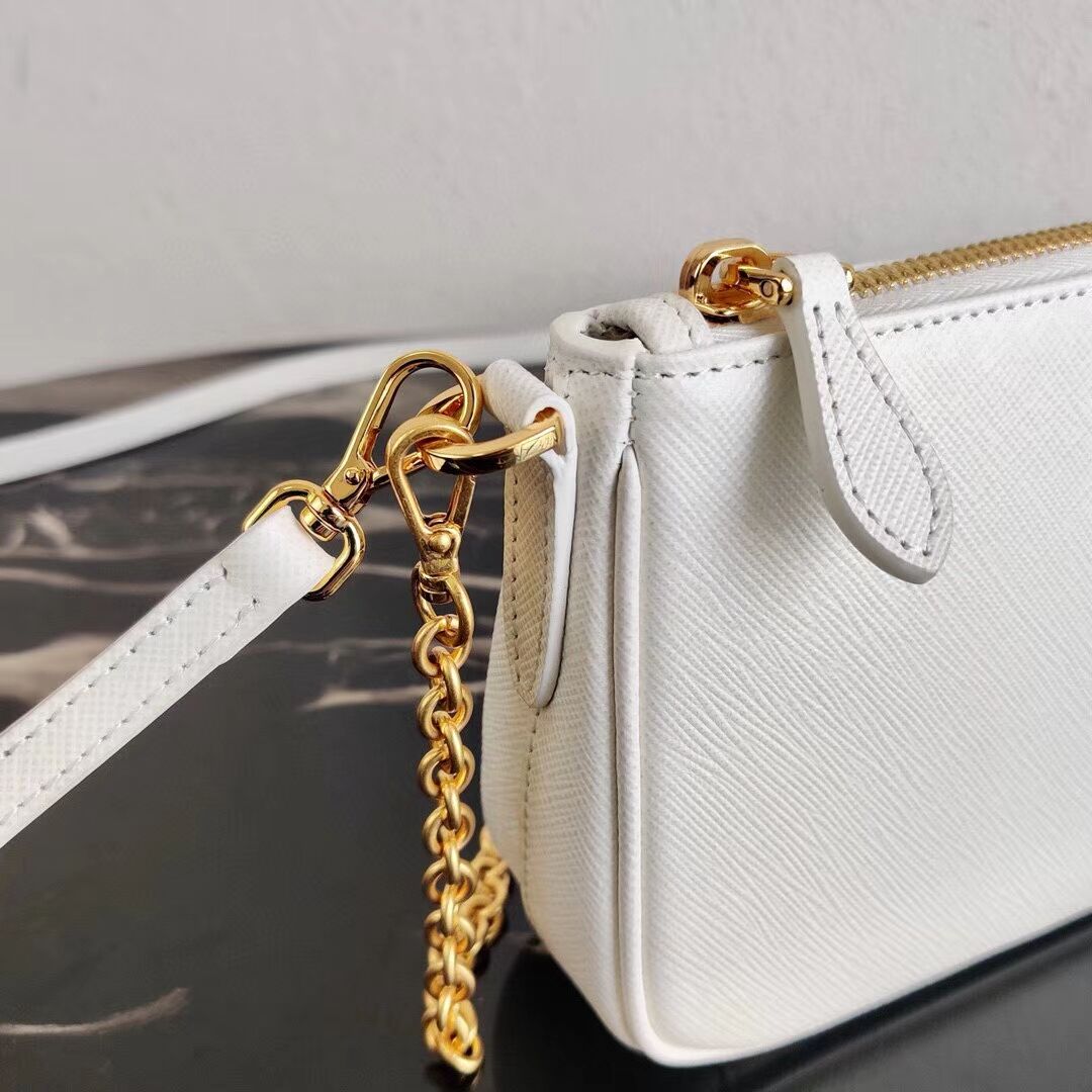 Prada Saffiano leather mini shoulder bag 2BH171 white