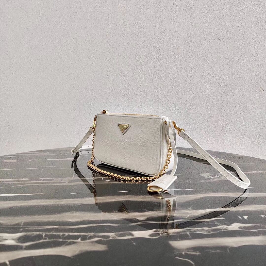 Prada Saffiano leather mini shoulder bag 2BH171 white