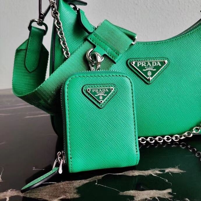 Prada Saffiano leather mini shoulder bag 2BH204 green