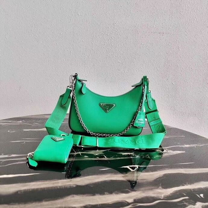 Prada Saffiano leather mini shoulder bag 2BH204 green