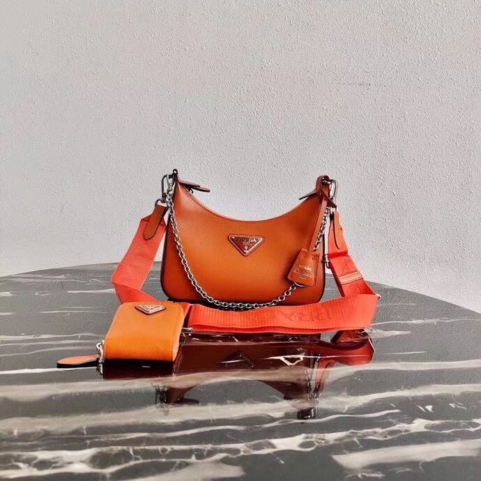 Prada Saffiano leather mini shoulder bag 2BH204 orange