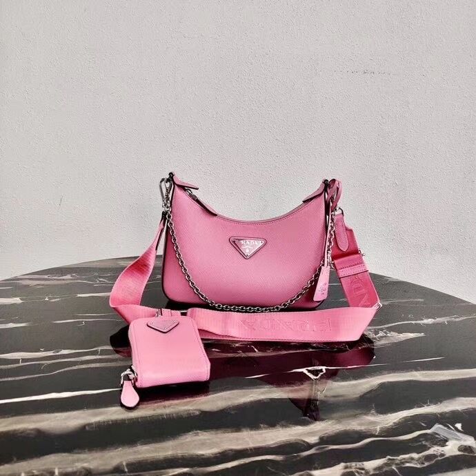 Prada Saffiano leather mini shoulder bag 2BH204 pink