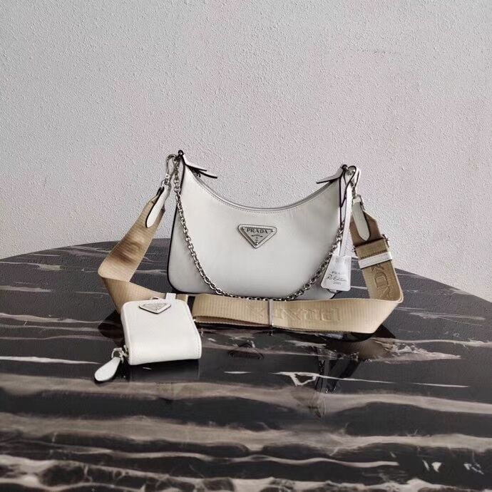 Prada Saffiano leather mini shoulder bag 2BH204 white