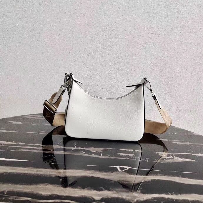 Prada Saffiano leather mini shoulder bag 2BH204 white