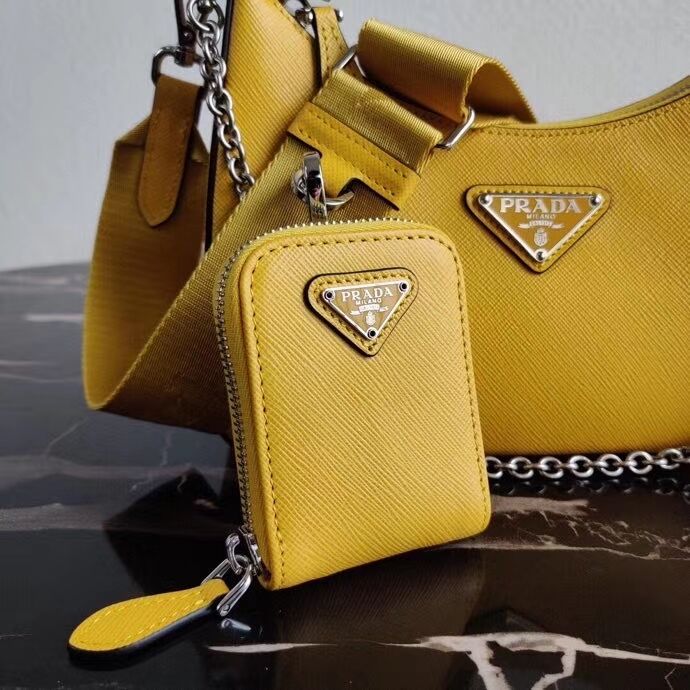 Prada Saffiano leather mini shoulder bag 2BH204 yellow