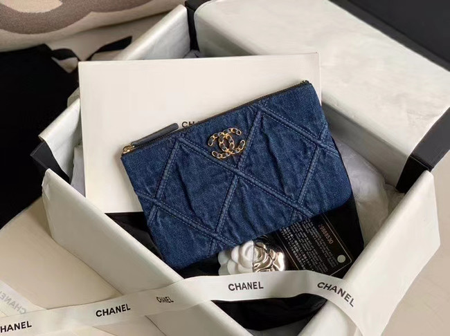 Chanel 19 small carry on bag AP1059 blue