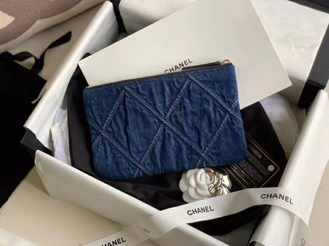 Chanel 19 small carry on bag AP1059 blue