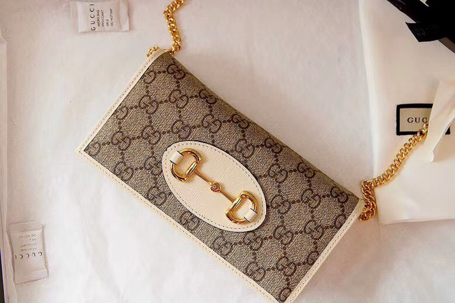 Gucci Horsebit 1955 wallet with chain 621892 white