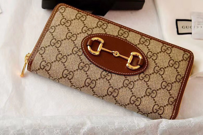Gucci Horsebit 1955 zip around wallet 621889 brown