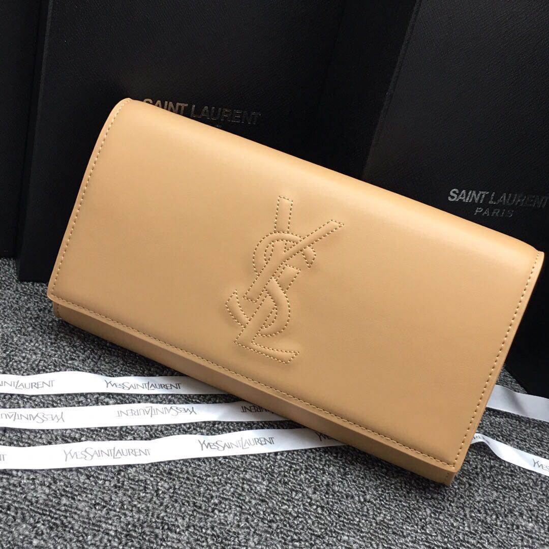 Yves Saint Laurent Original Leather Sac Be Du Jour Clutch Bag 26752 Beige