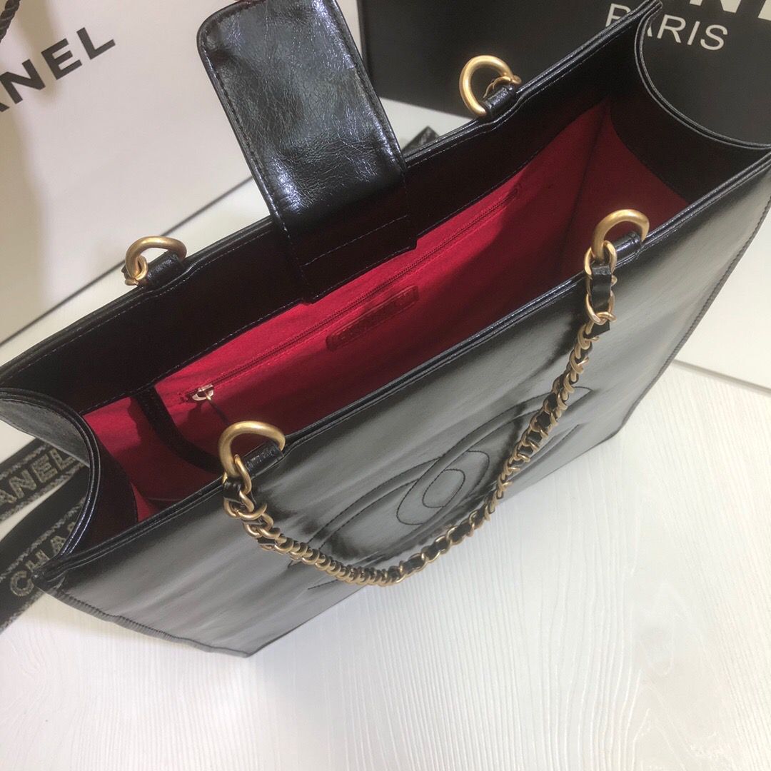 Chanel Original Leather Tote Shopping Bag AS1942 Black