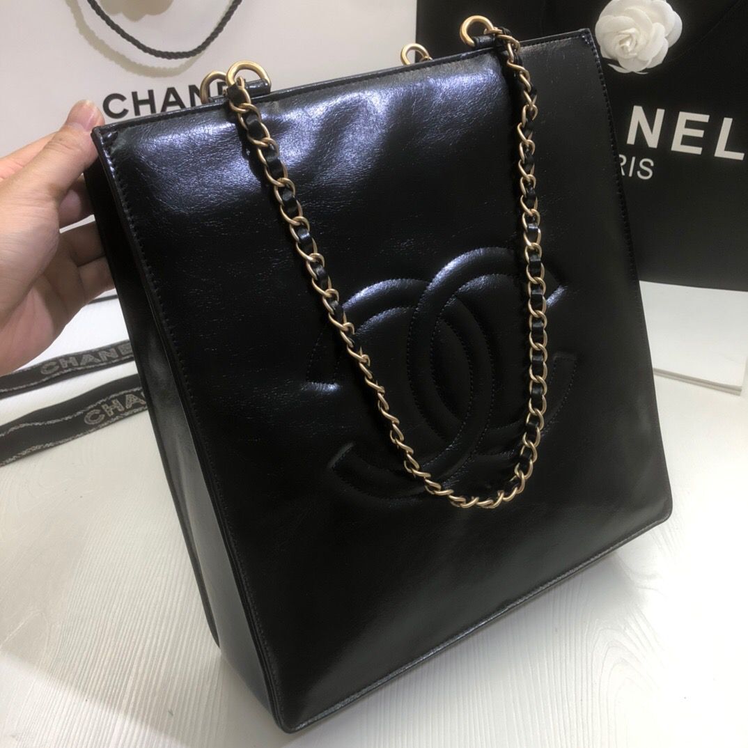 Chanel Original Leather Tote Shopping Bag AS1942 Black