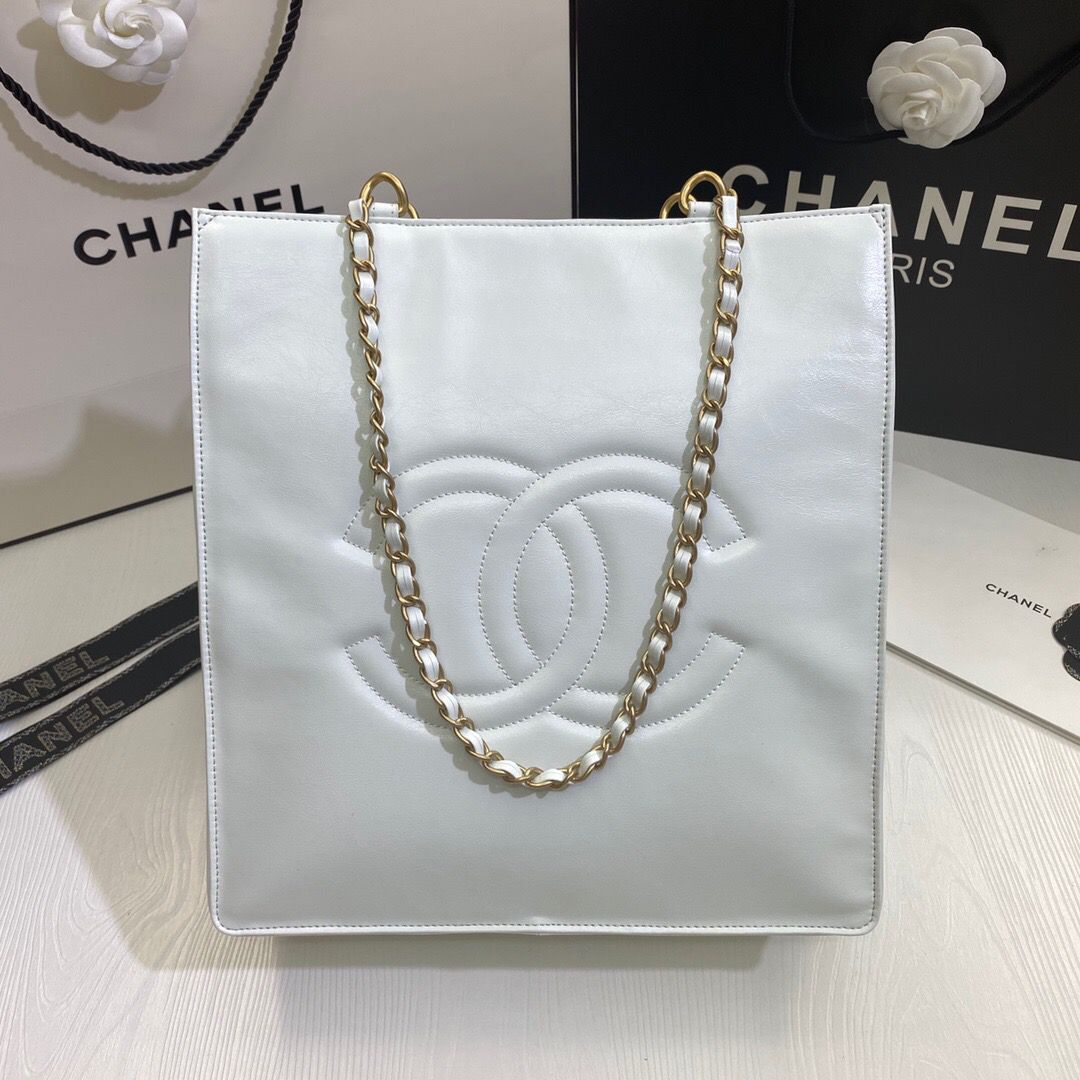 Chanel Original Leather Tote Shopping Bag AS1942 White