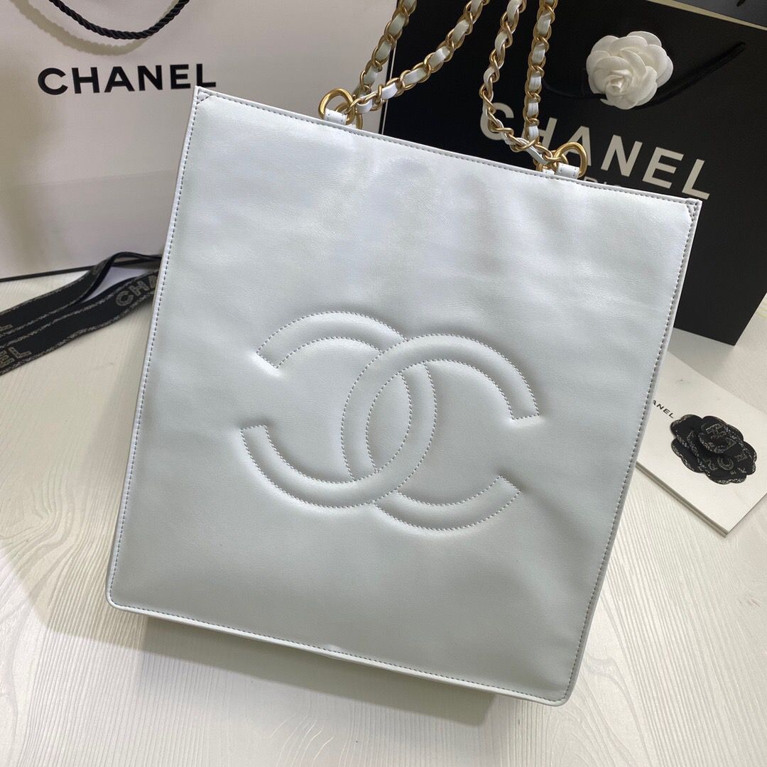 Chanel Original Leather Tote Shopping Bag AS1942 White