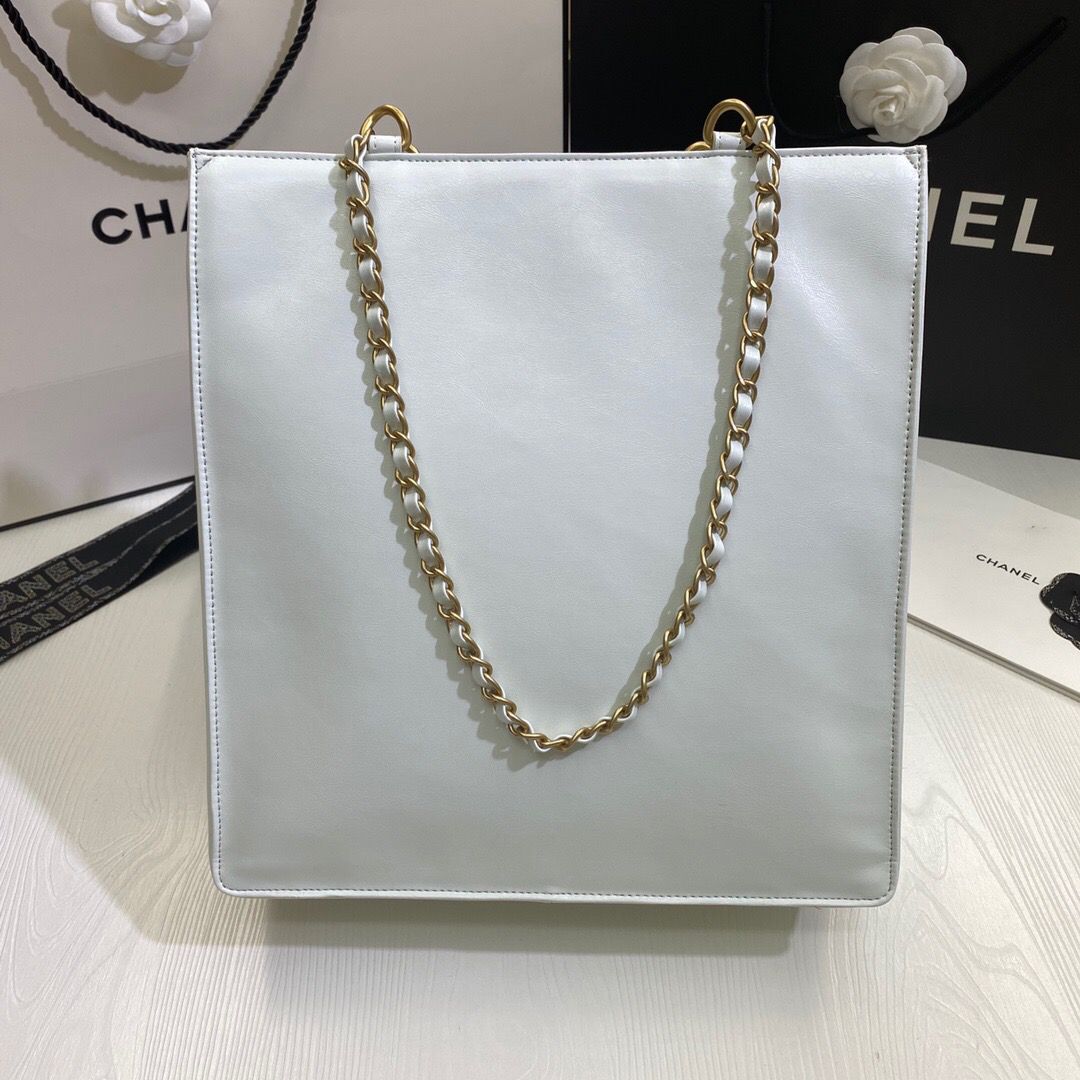 Chanel Original Leather Tote Shopping Bag AS1942 White