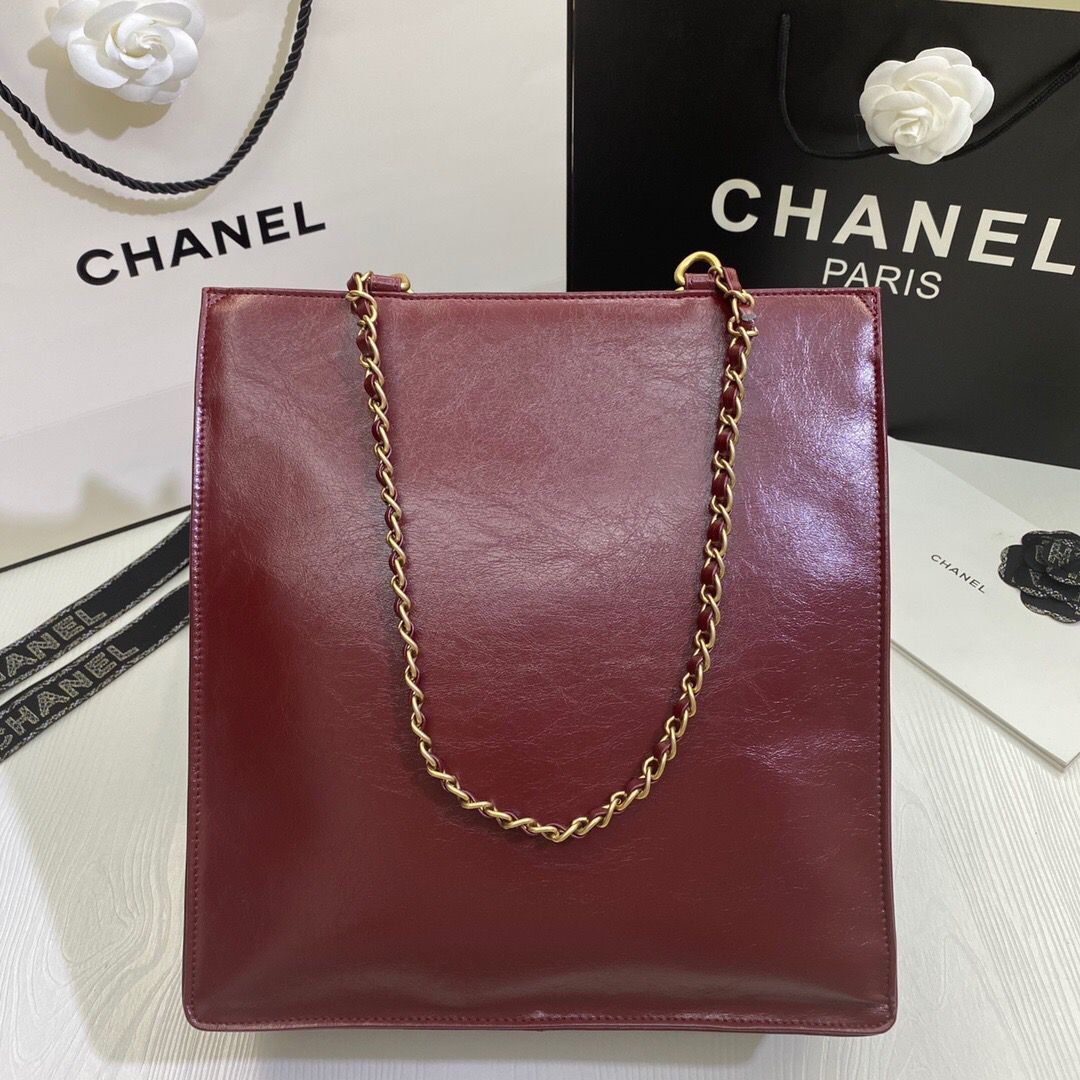 Chanel Original Leather Tote Shopping Bag AS1942 Wine