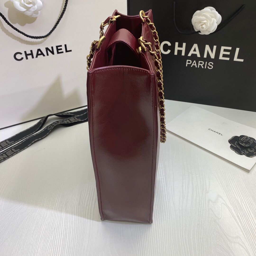 Chanel Original Leather Tote Shopping Bag AS1942 Wine