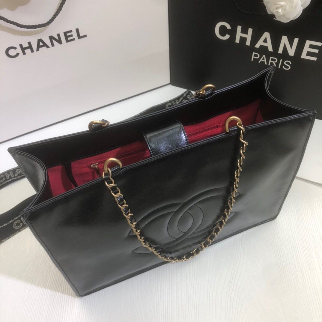 Chanel Original Leather Tote Shopping Bag AS1943 Black