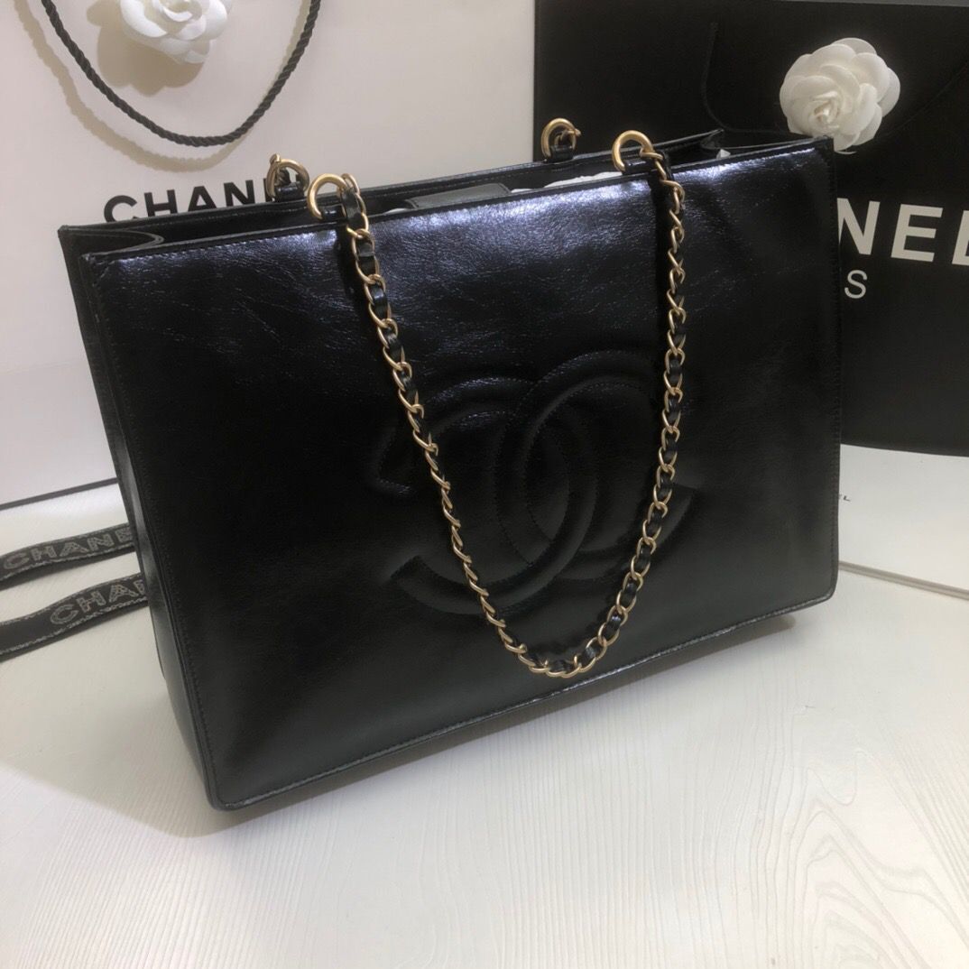 Chanel Original Leather Tote Shopping Bag AS1943 Black