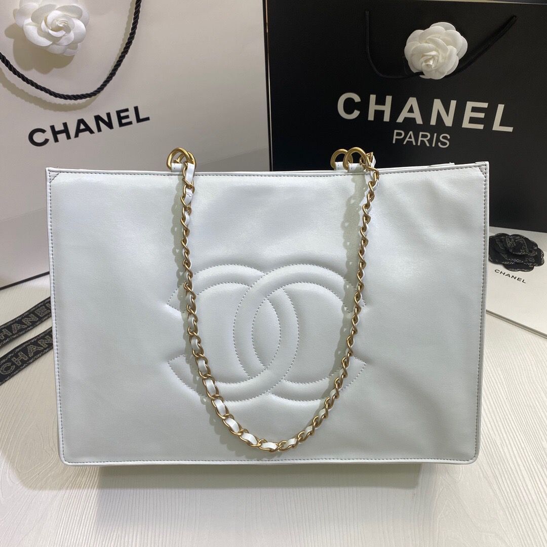 Chanel Original Leather Tote Shopping Bag AS1943 White