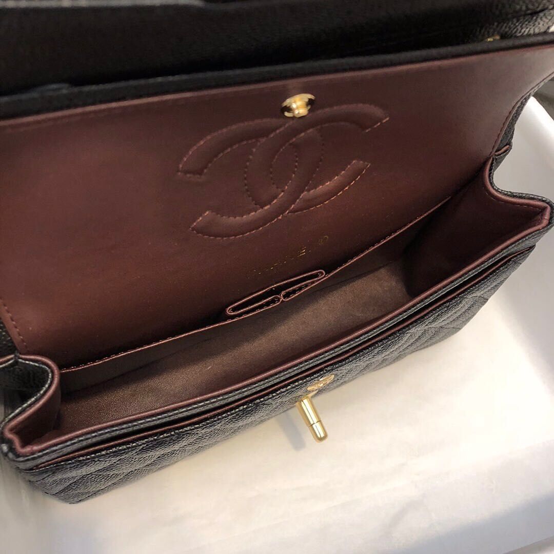 Fashion Chanel Original Caviar Leather Classic Flap Bag A28601 Black Silver
