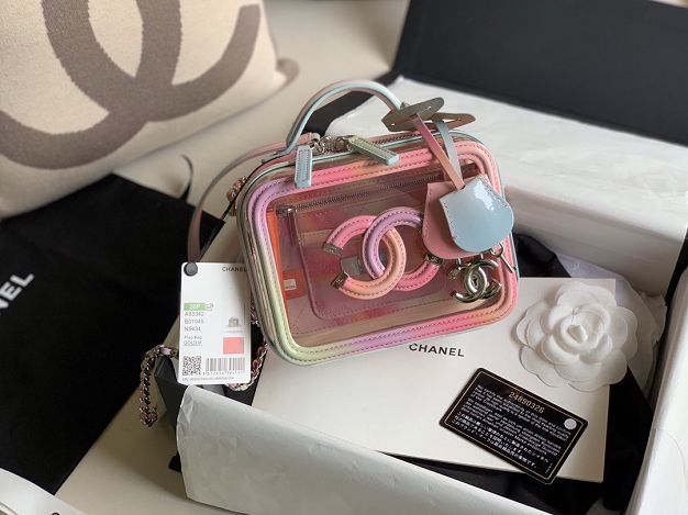 Chanel original PVC small vanity case A93342 pink