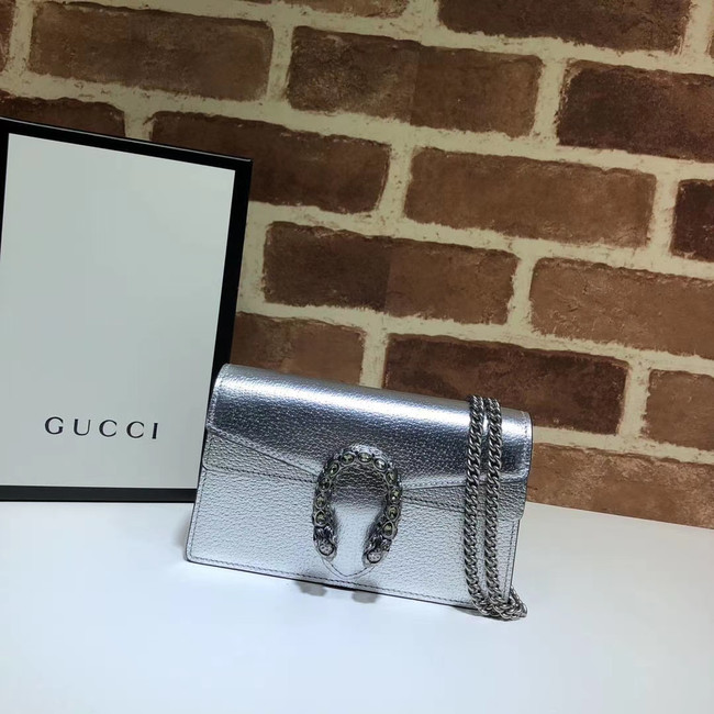 Gucci Dionysus Leather Super mini Bag 476432 silver