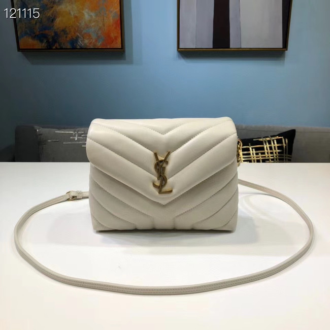 Yves Saint Laurent Calfskin Leather Tote Bag 467072 White