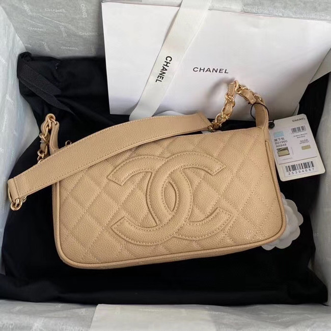 Fashion Chanel Original Caviar Leather Classic Bag 36988 Beige