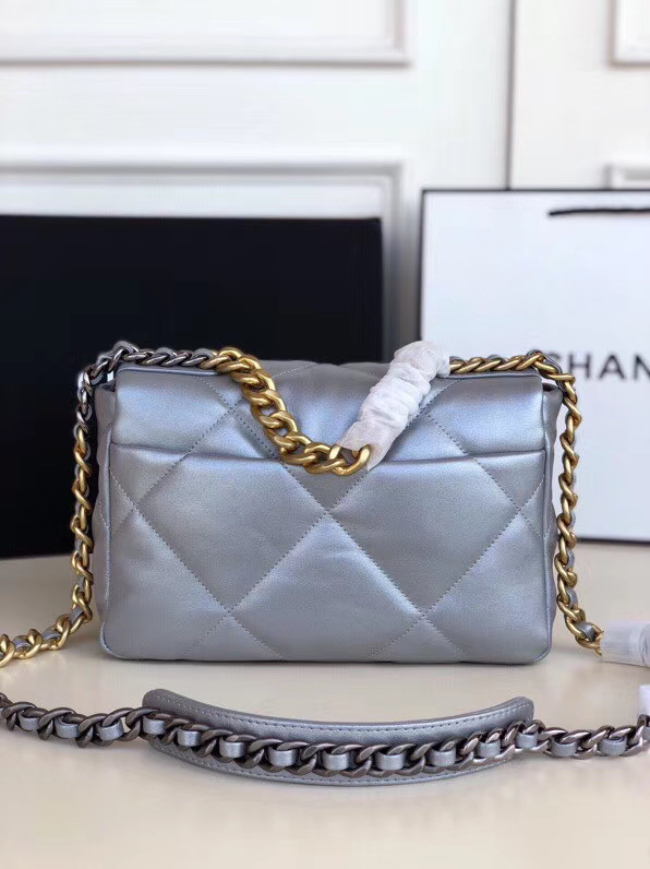 Chanel 19 flap bag AS1160 silver