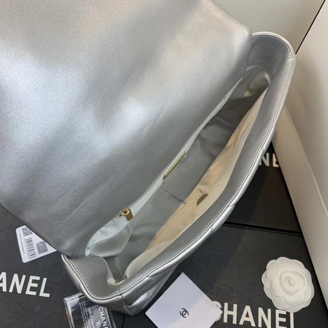 Chanel 19 flap bag AS1161 silver